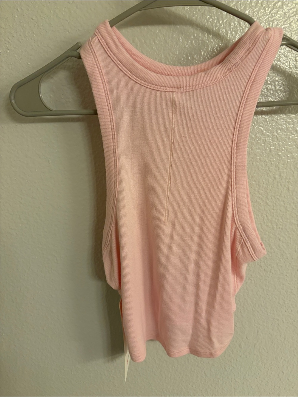 Light Pink Ribbed Racerback Tank Top - Picture 2 of 3